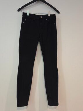 Gap 1969 True Skinny Jeans Black Stretch Denim Size 27S Mid Rise